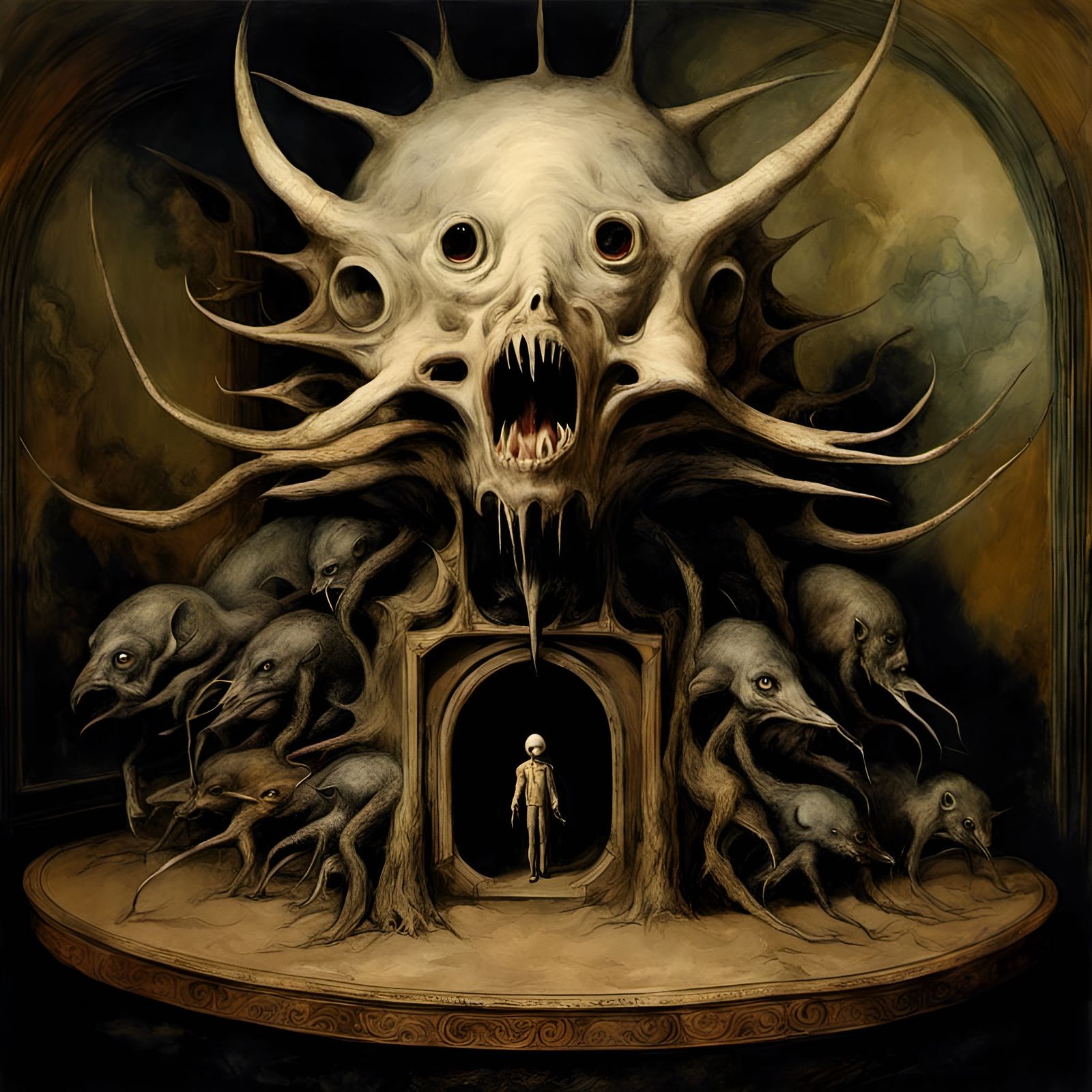 Cryptid Taxidermy People in Art Nouveau Style