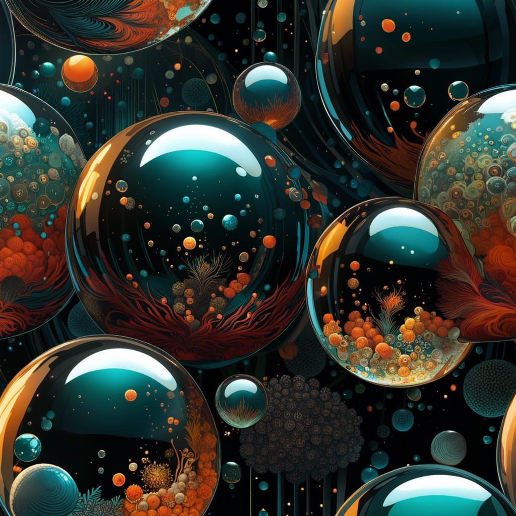 Glass Spheres and Domes in Hyperdetailed Artwork