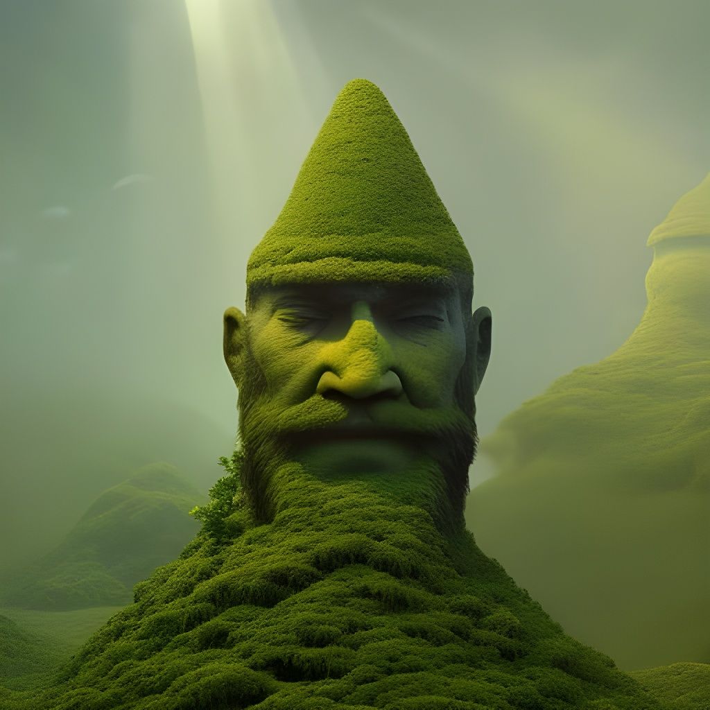 Surreal Stone Head Landscape Digital Painting