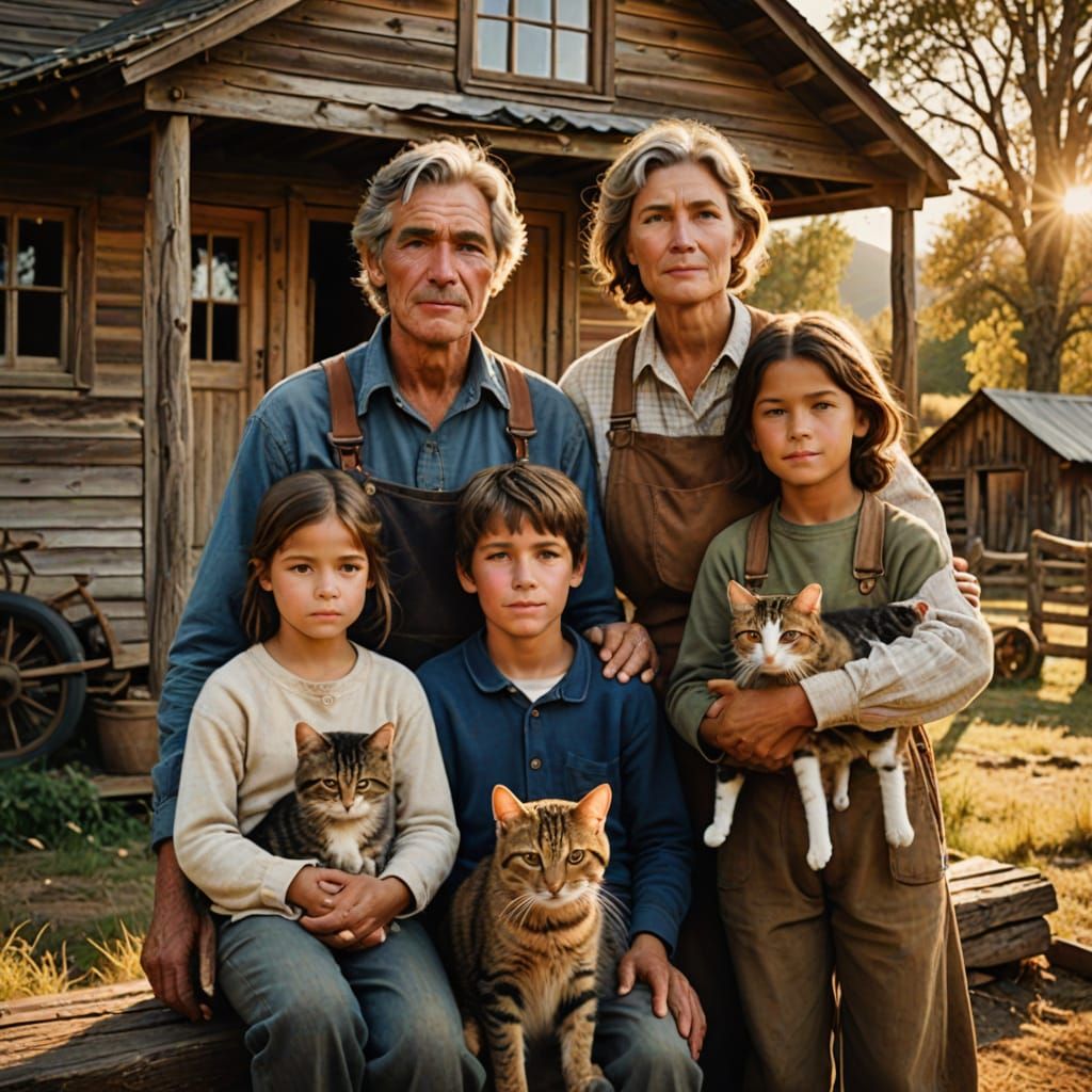 Earthy Rural Family Portrait at Golden Hour