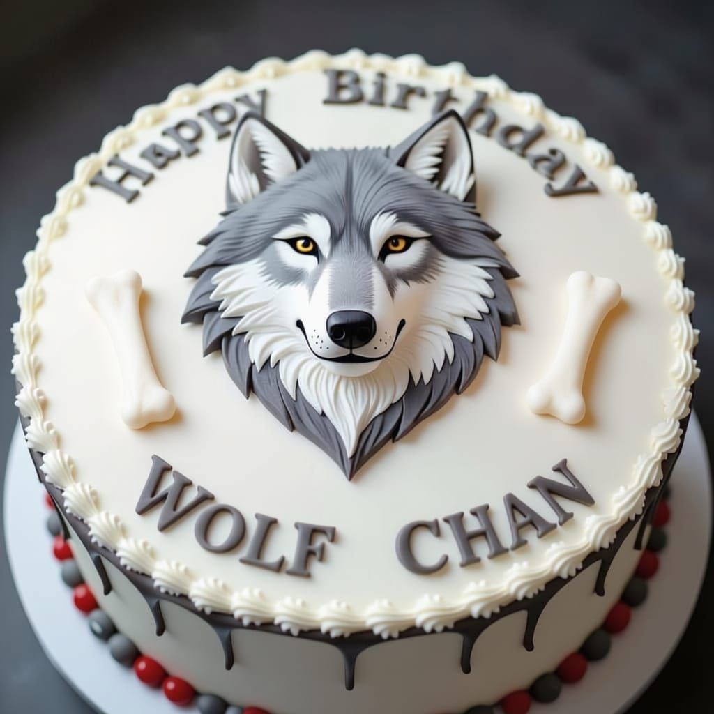 Birthday Cake for Wolf Chan with Wolf Themed Decorations