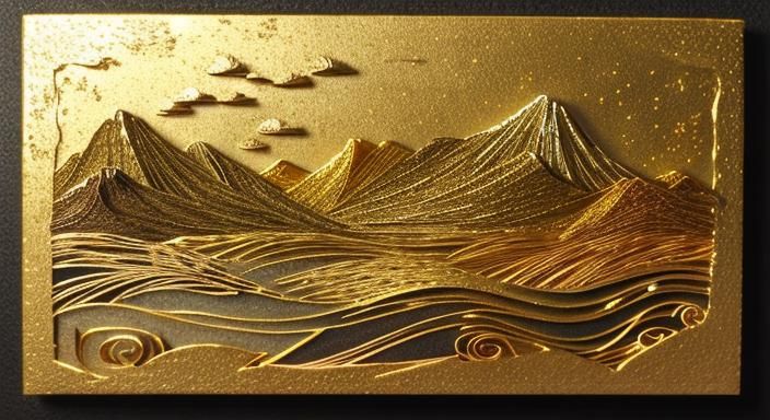 Golden Food Landscape in Impasto Paper Quilling