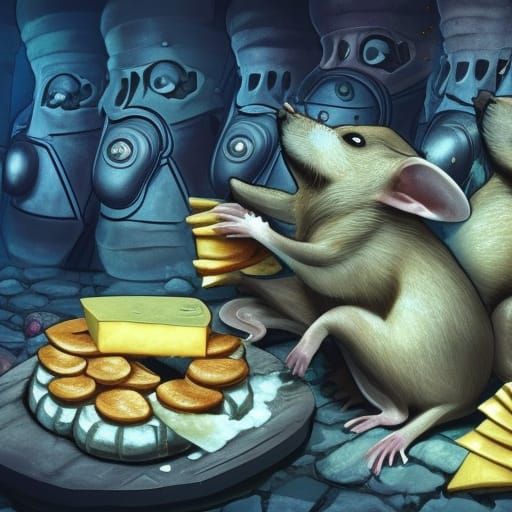 Rats in Gas Masks Worship Dagon: Hyperrealistic Art