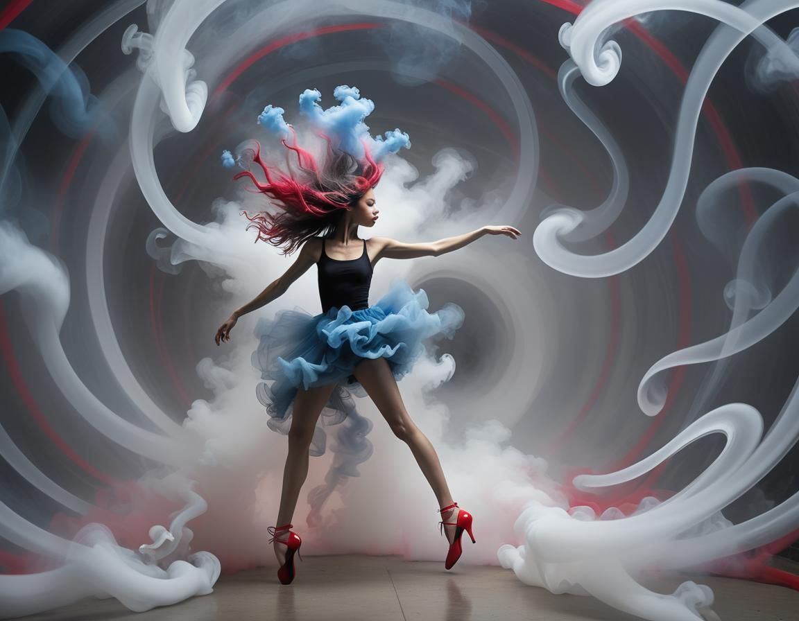 Surreal Dancer in a Tim Burton-Escher World