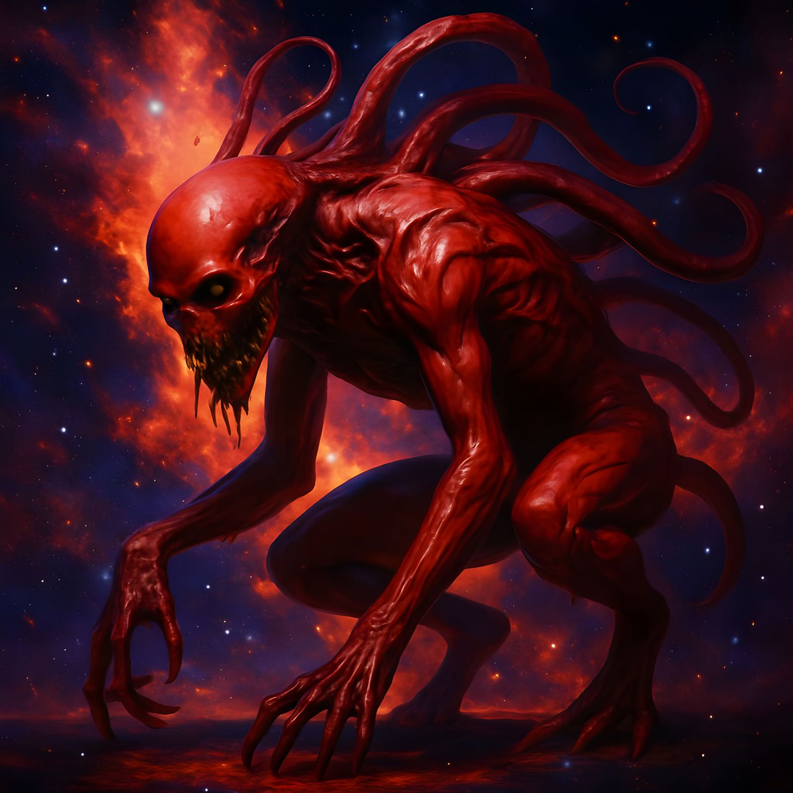Cosmic God Emerges from Radiant Nebulae