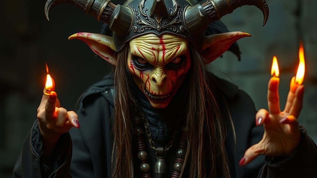 Goblin Priestess Ritual in Dark Fantasy Style