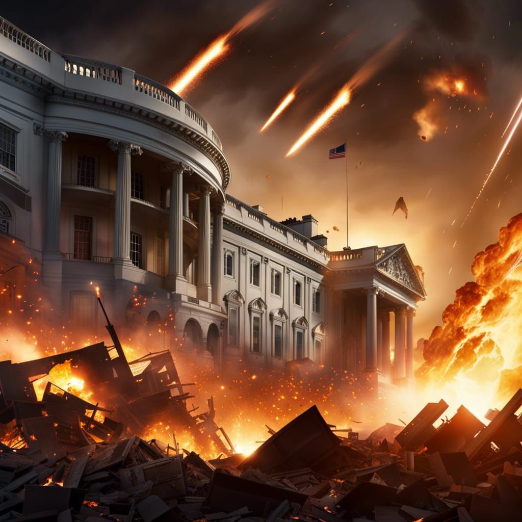 A massive meteor shower hitting the White House.