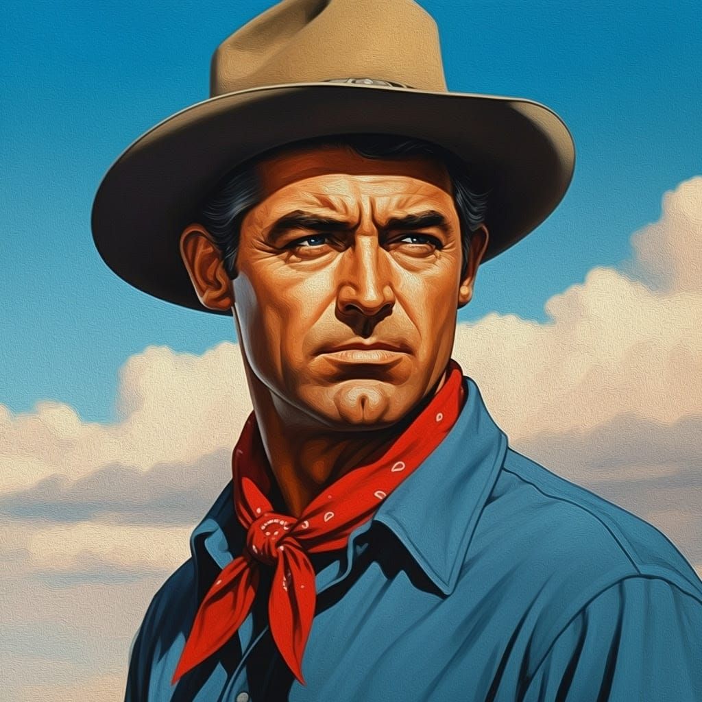 Cary Grant as Cowboy in Impressionist Portrait
