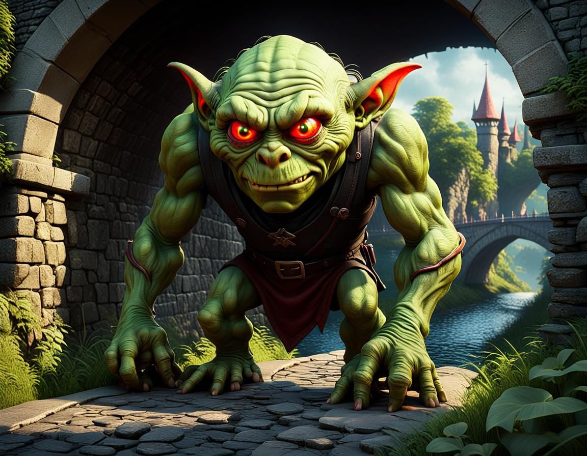 Giant Goblin Under Bridge in 3D Digital Art