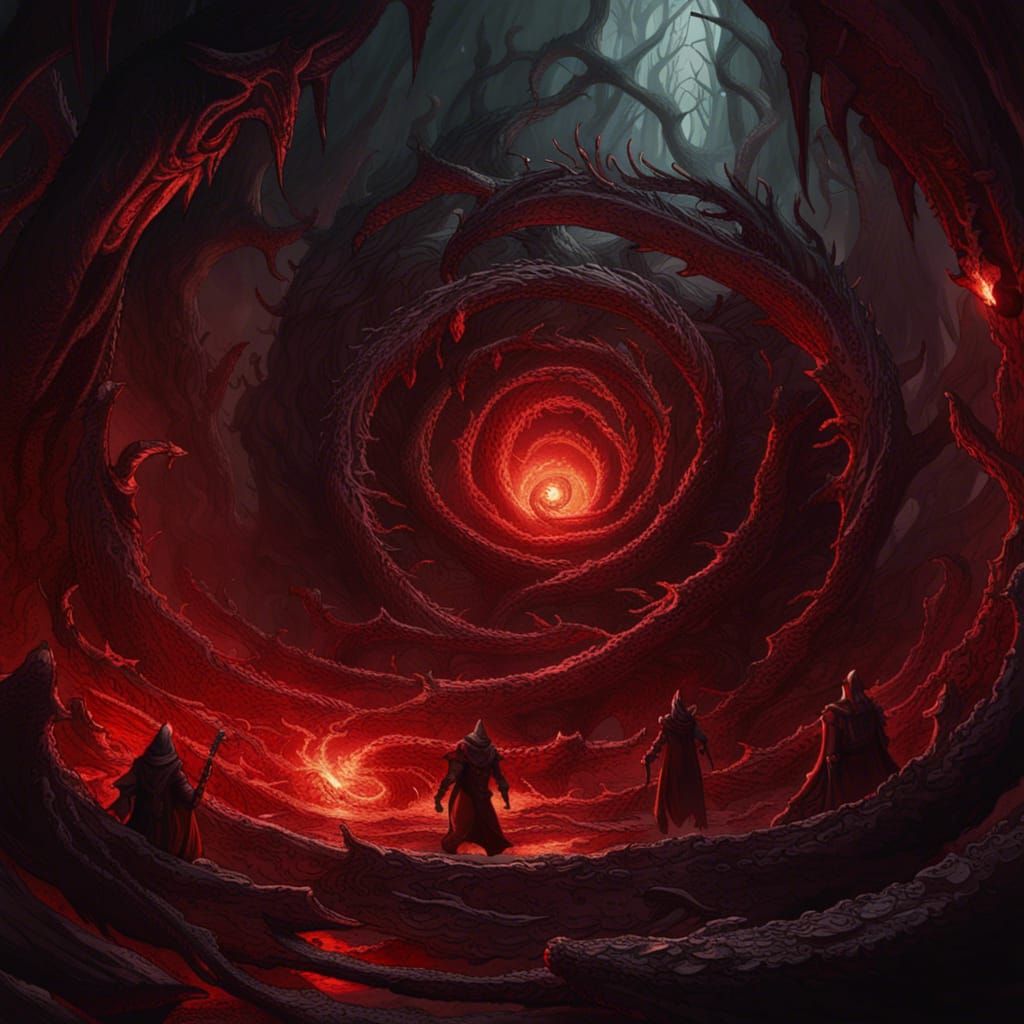 Spiral Death in Hell: Dark Fantasy Concept Art