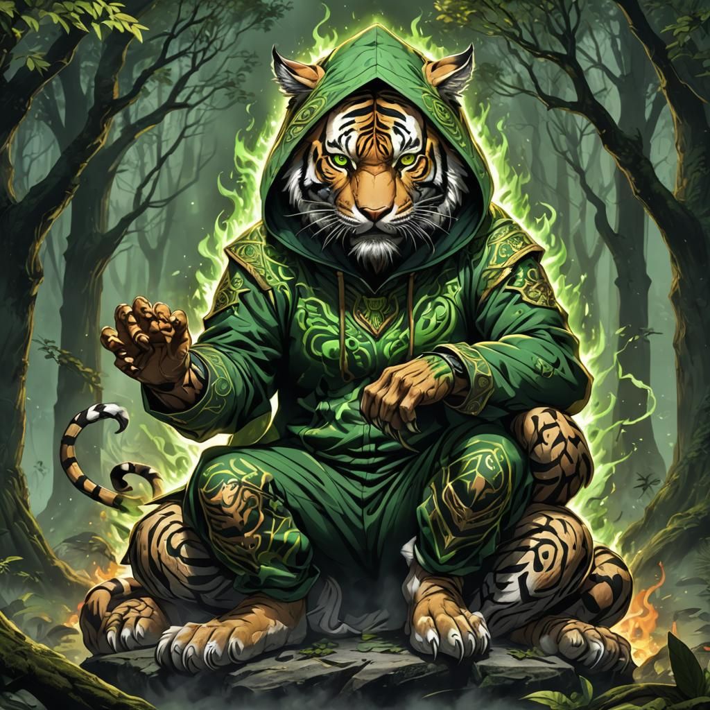 tiger in forest hoodie