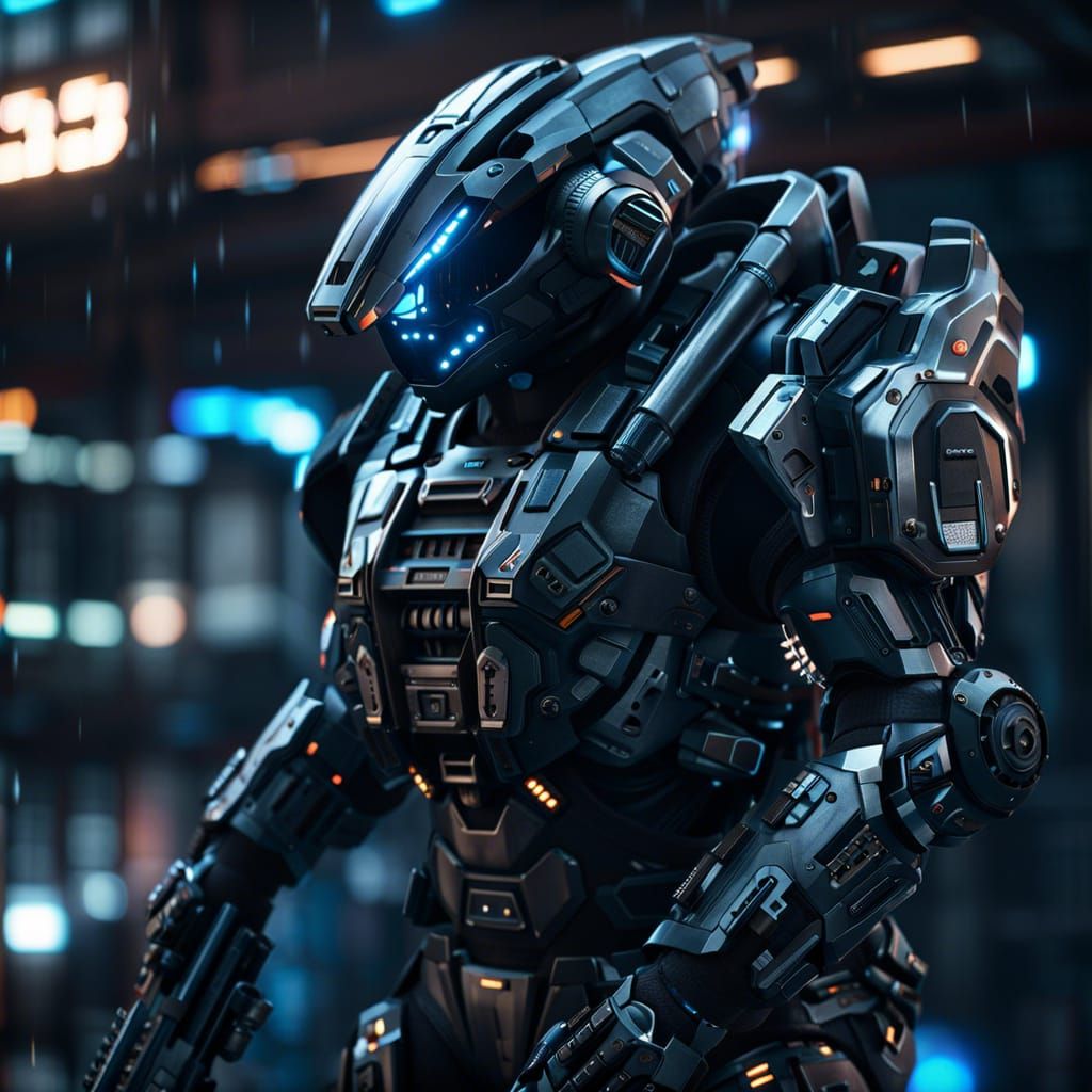 Sci-Fi SWAT Mech Suit in Cel-Shaded Style