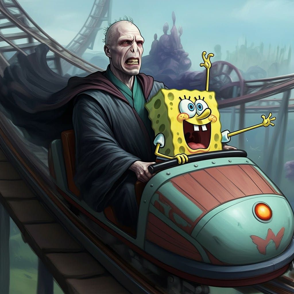 Dark Lord and Spongebob Embark on Daring Roller Coaster Adve...