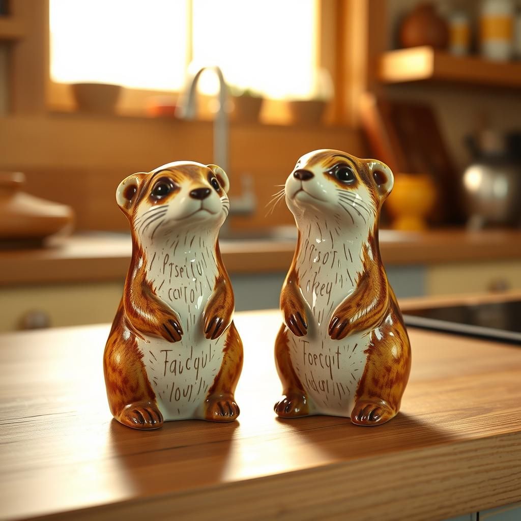 Vintage Ferret Shakers in Beatrix Potter Style