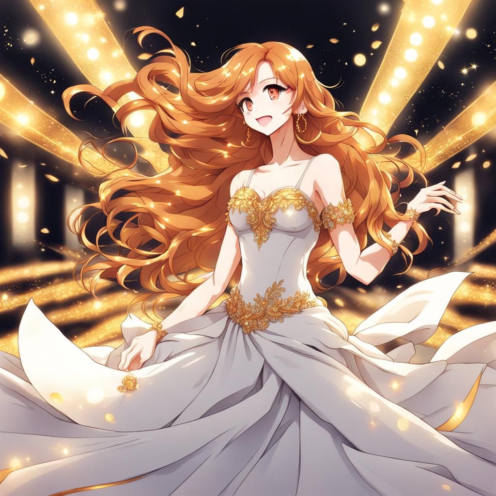 Anime Style: Woman Dancing in Gown