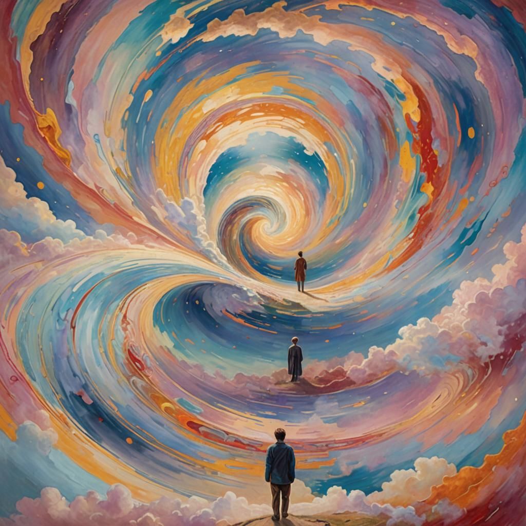 Surreal Landscape with Vortex in Art Nouveau Style