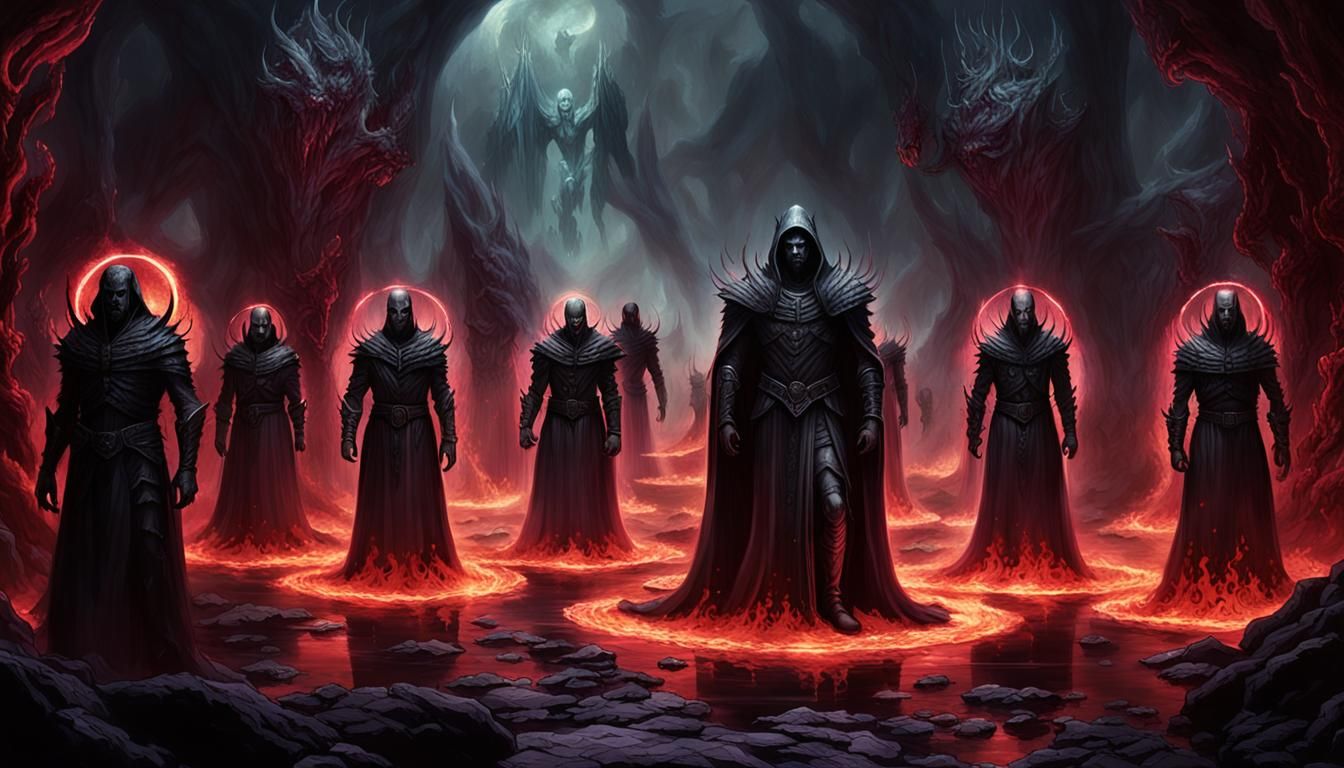 Underworld Lord in Dark Surrealist Cavern