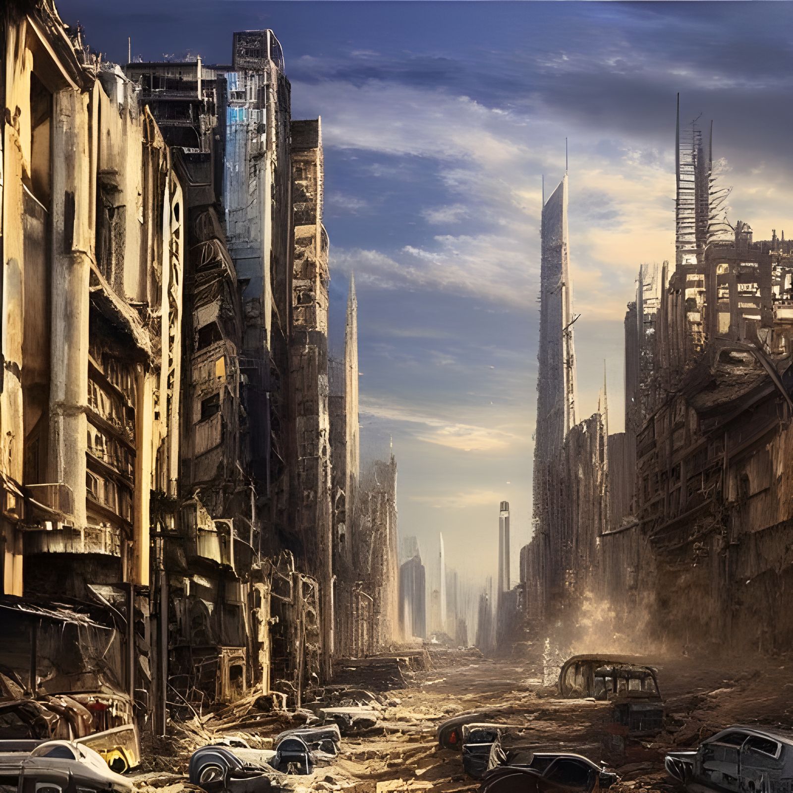 Post-Apocalyptic City of the Future: Oil Painting