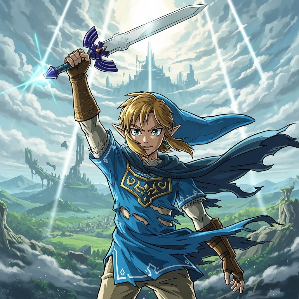Link from Zelda: Breath of the Wild in Anime Style