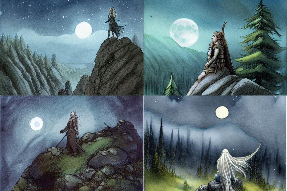 Viking Shield-Maiden Sounds Horn Under Moonlight