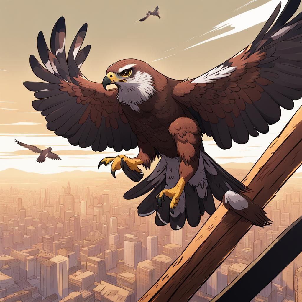 Anime Buzzard Hawk Digital Illustration