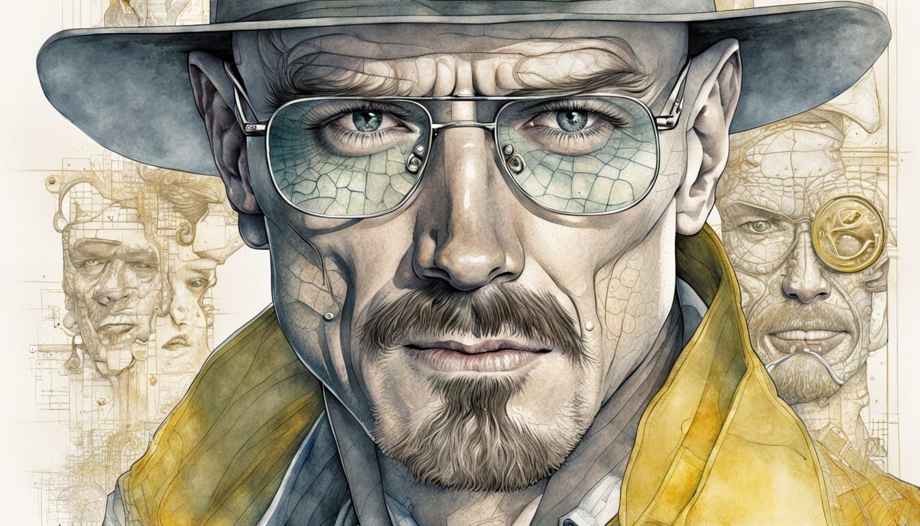 Breaking Bad Character Portrait in David Mack Style