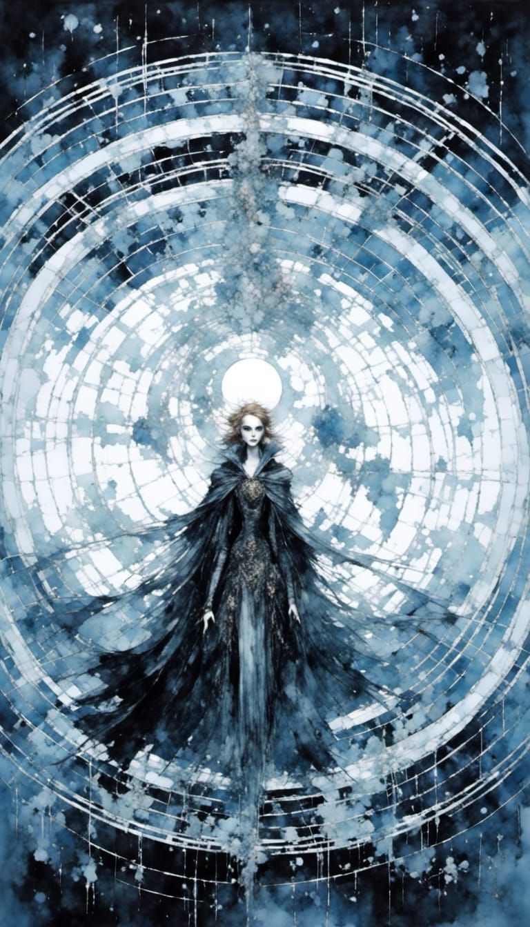 Elegant Vampire Queen Portrait in Mixed Media