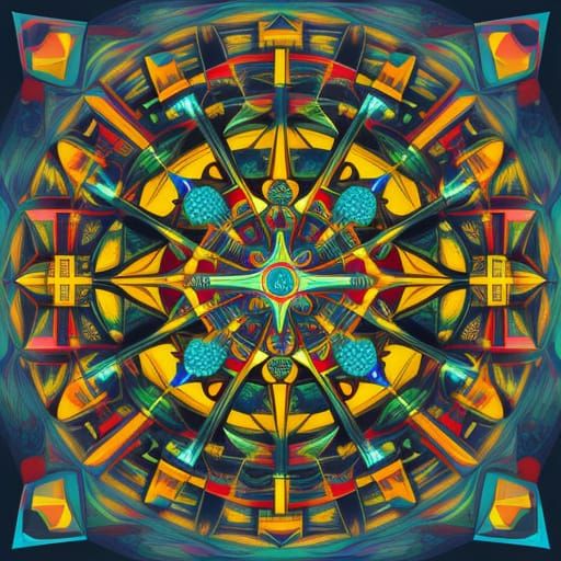 Mythological Creature in Architectural Kaleidoscope, Pop Art