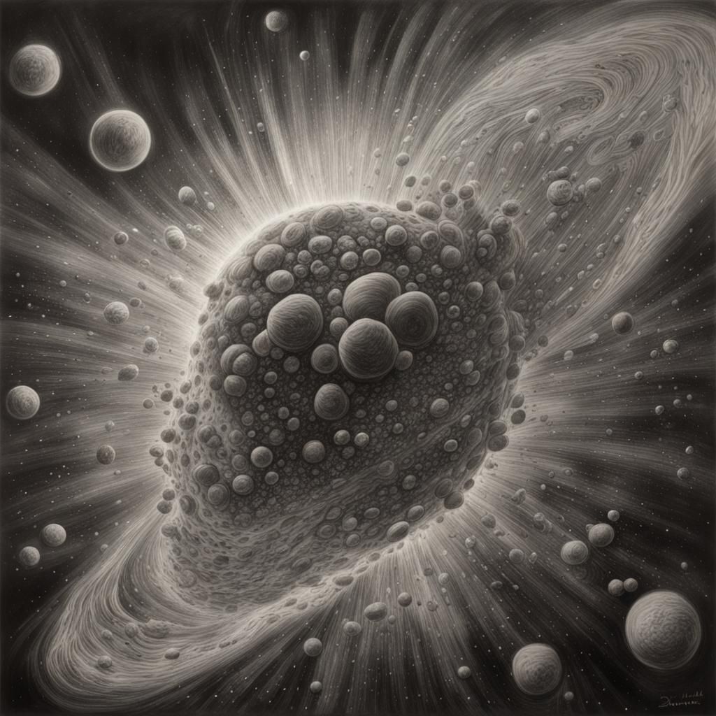 Hyperdetailed Charcoal Drawing of the Big Bang