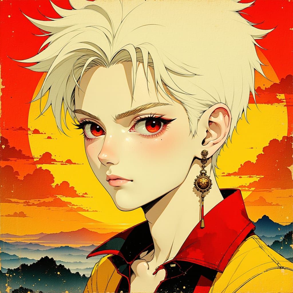 Handsome Korean Prince in Anime Pop Art Style