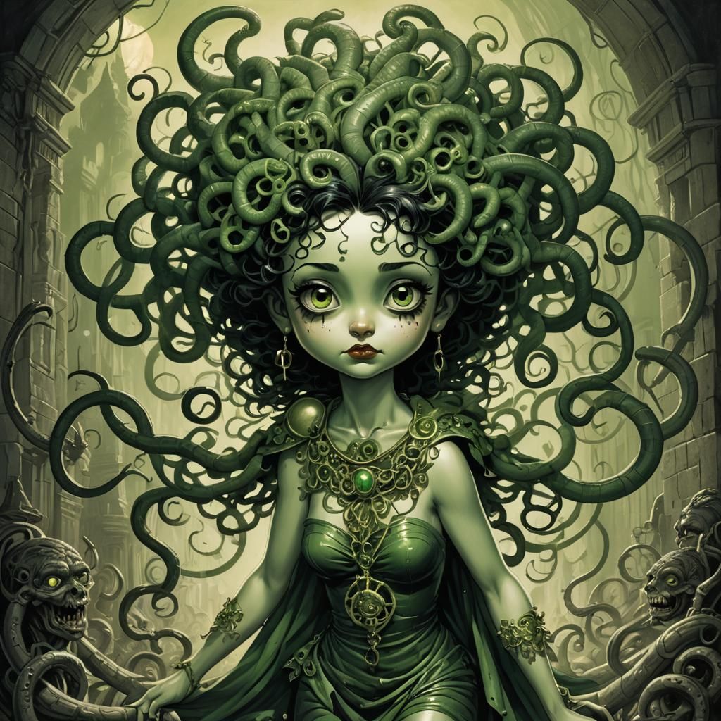 Betty Boop as Medusa: Horror Art