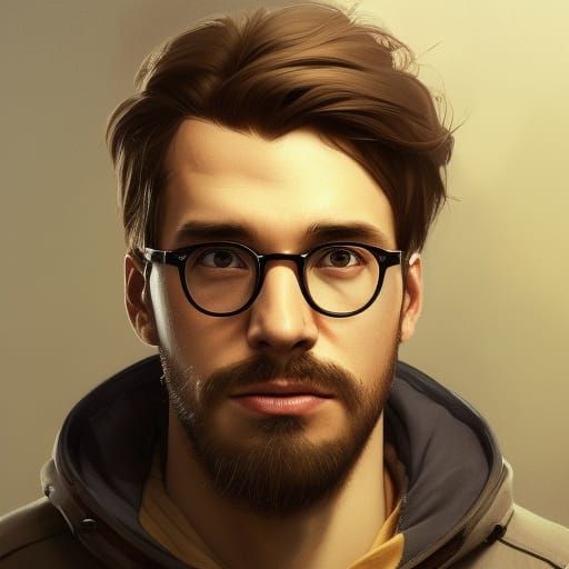 Detailed Portrait of a Nerdy Man in Digital Art Style