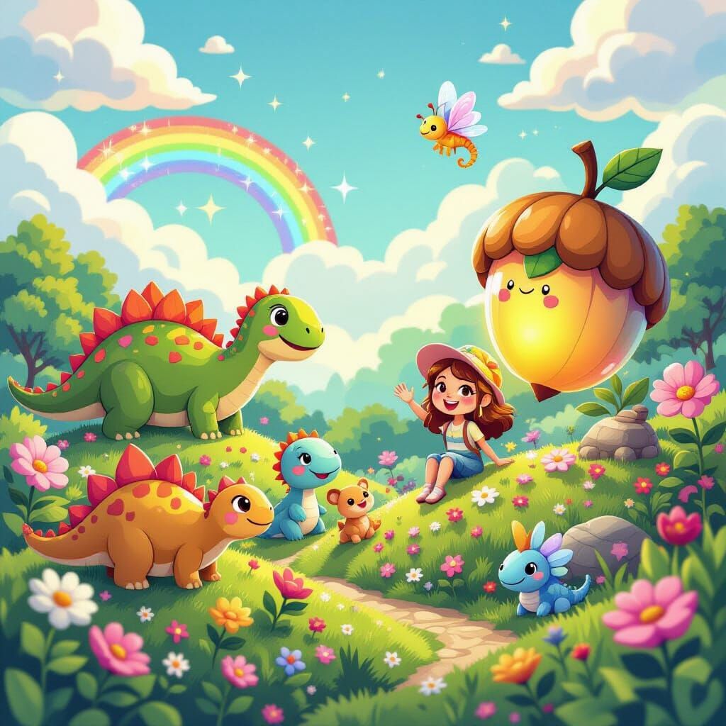 Magical Prehistoric Garden on Pangea in Kawaii Style