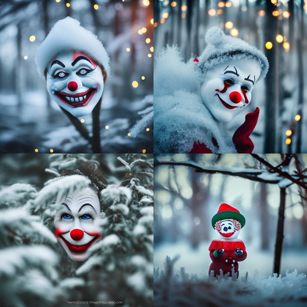 Clown faces in winter