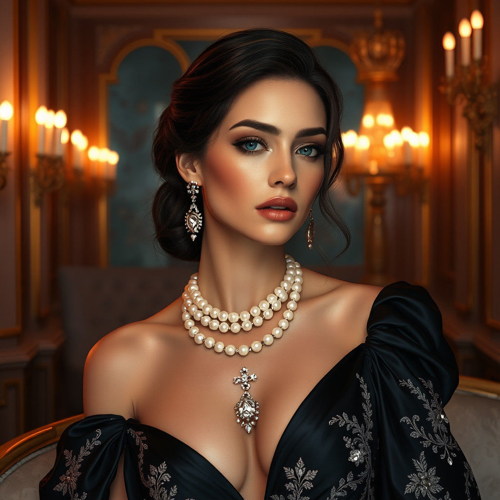 Elegant Woman in Couture Gown: High-Fashion Portrait