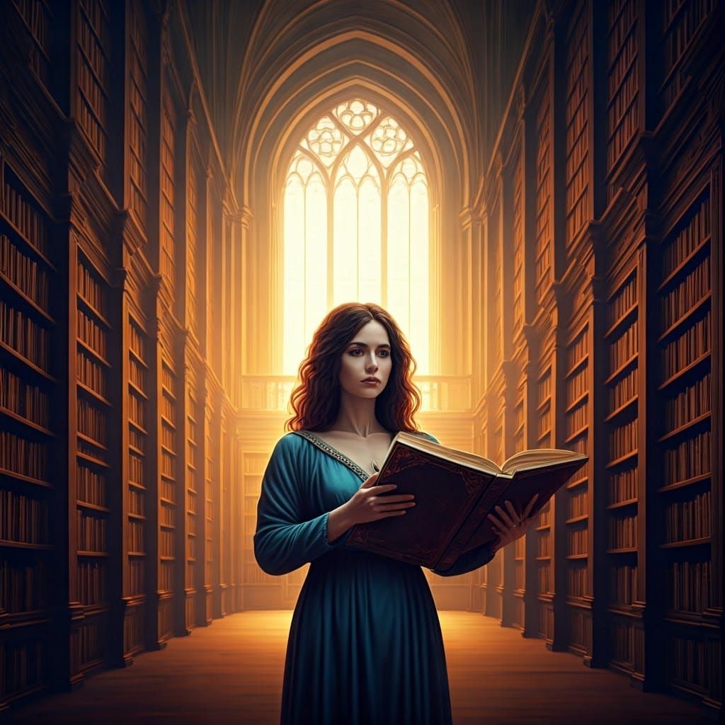 Mystical Library with Ancient Knowledge