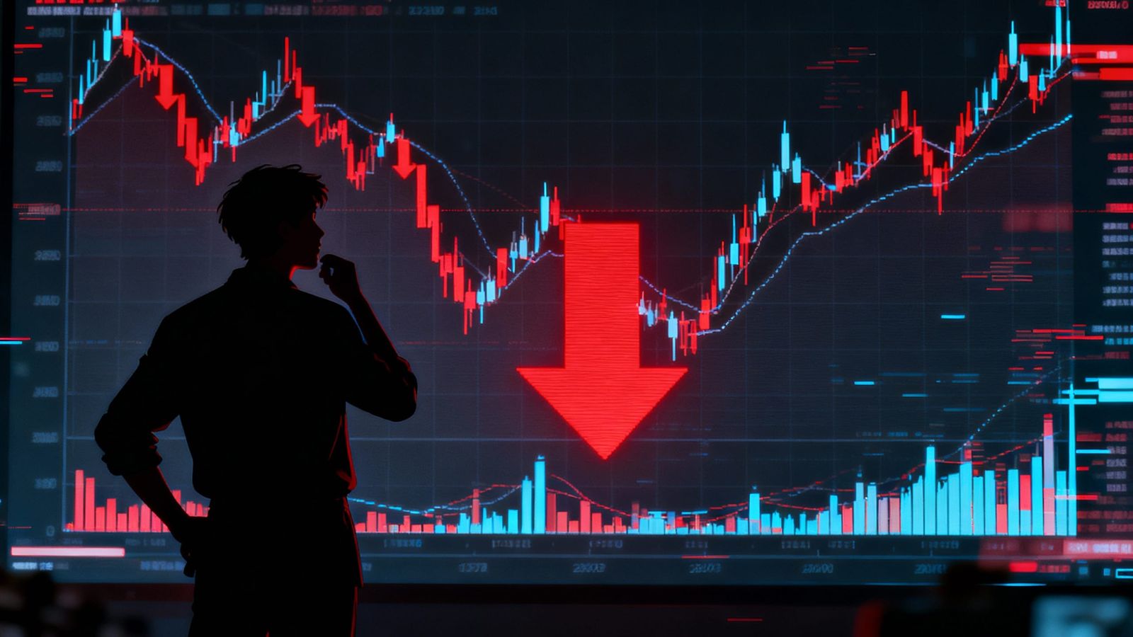 Puzzled Silhouette Before Falling Stock Chart