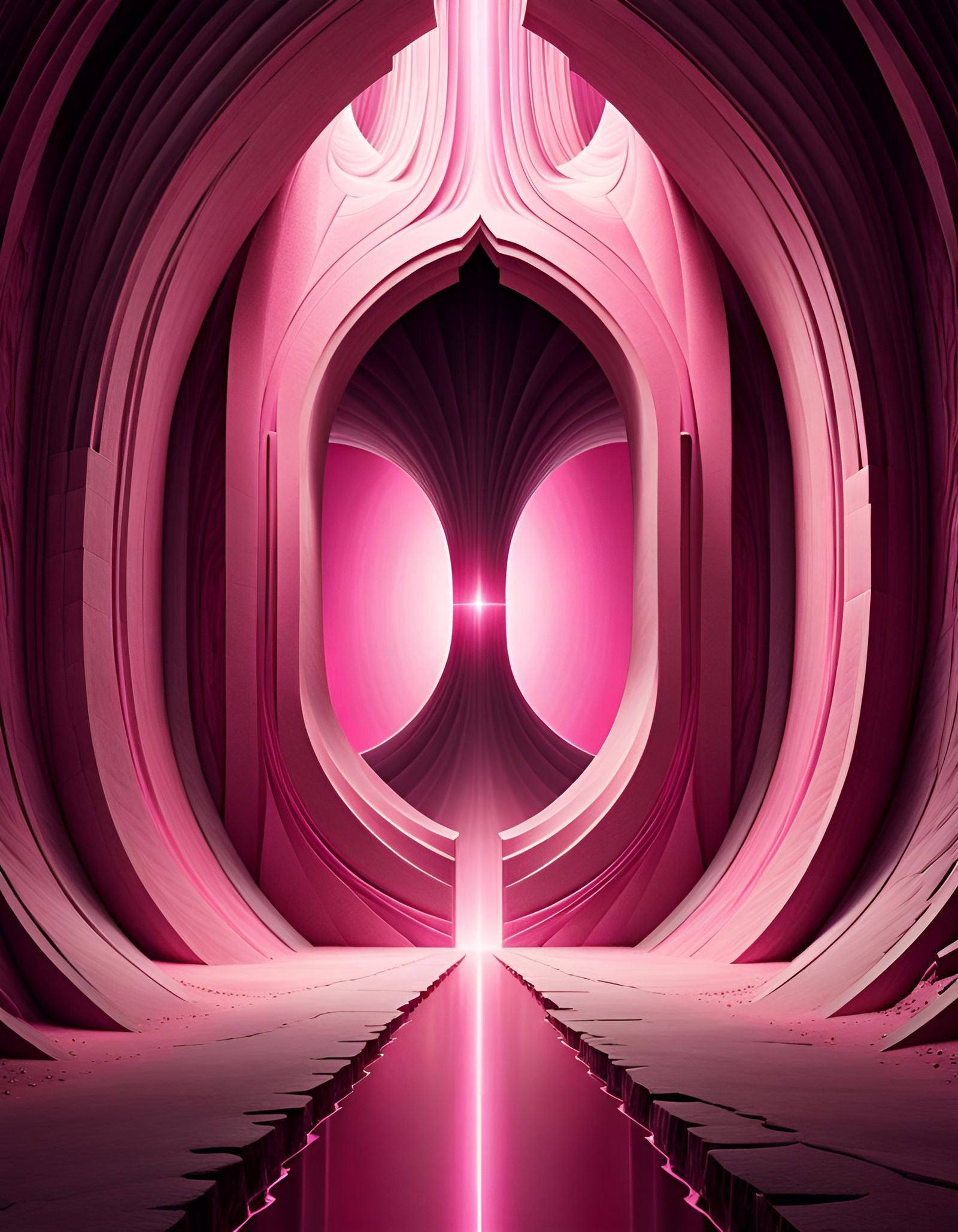 Hyperrealistic Pink Portal to Another Reality