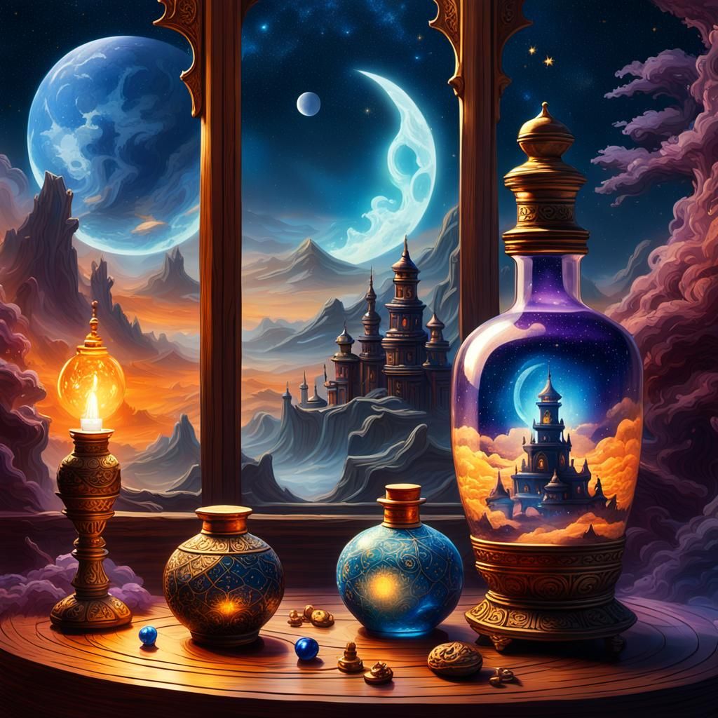 TrES-4b in Mystical Bottle, Fantasy Concept Art