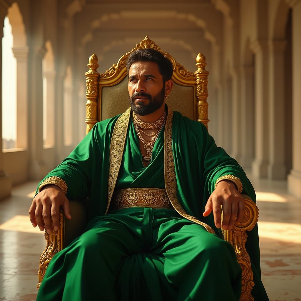 Regal Maharaja Vikram Reigns from Golden Throne