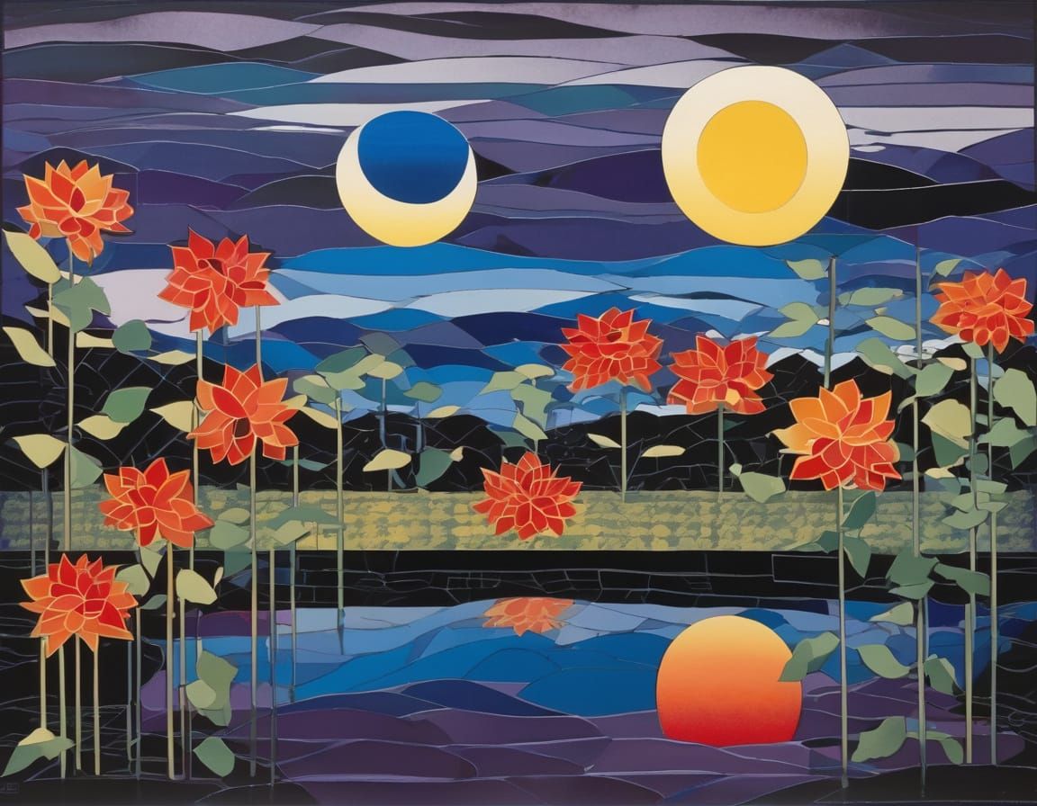 Serene Night  by the Blue Lake