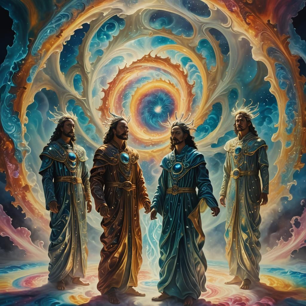 Guardians in Swirling Dimensions: A Surrealist Dream