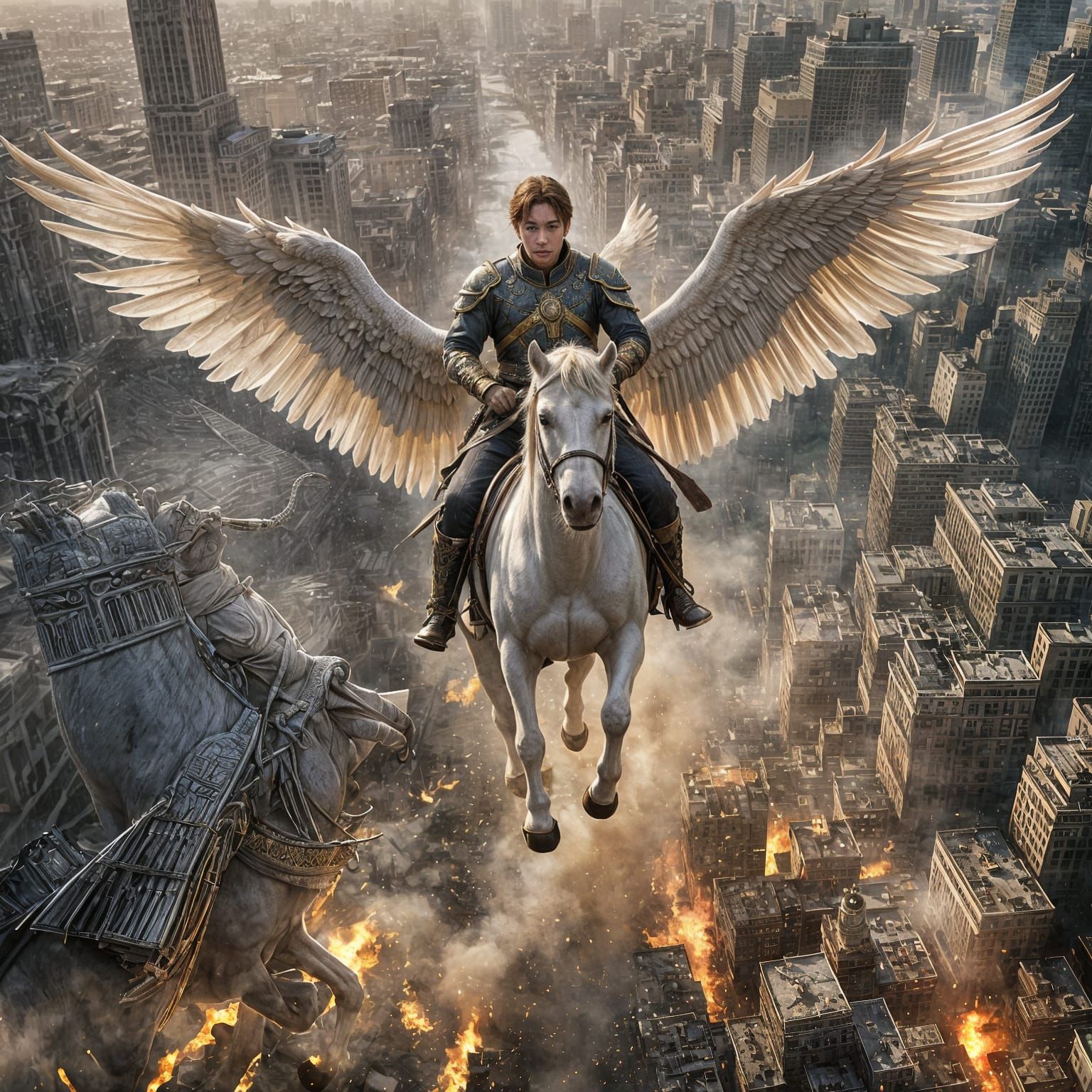 Apocalyptic Rider Descends Upon Earth in Fiery Panorama