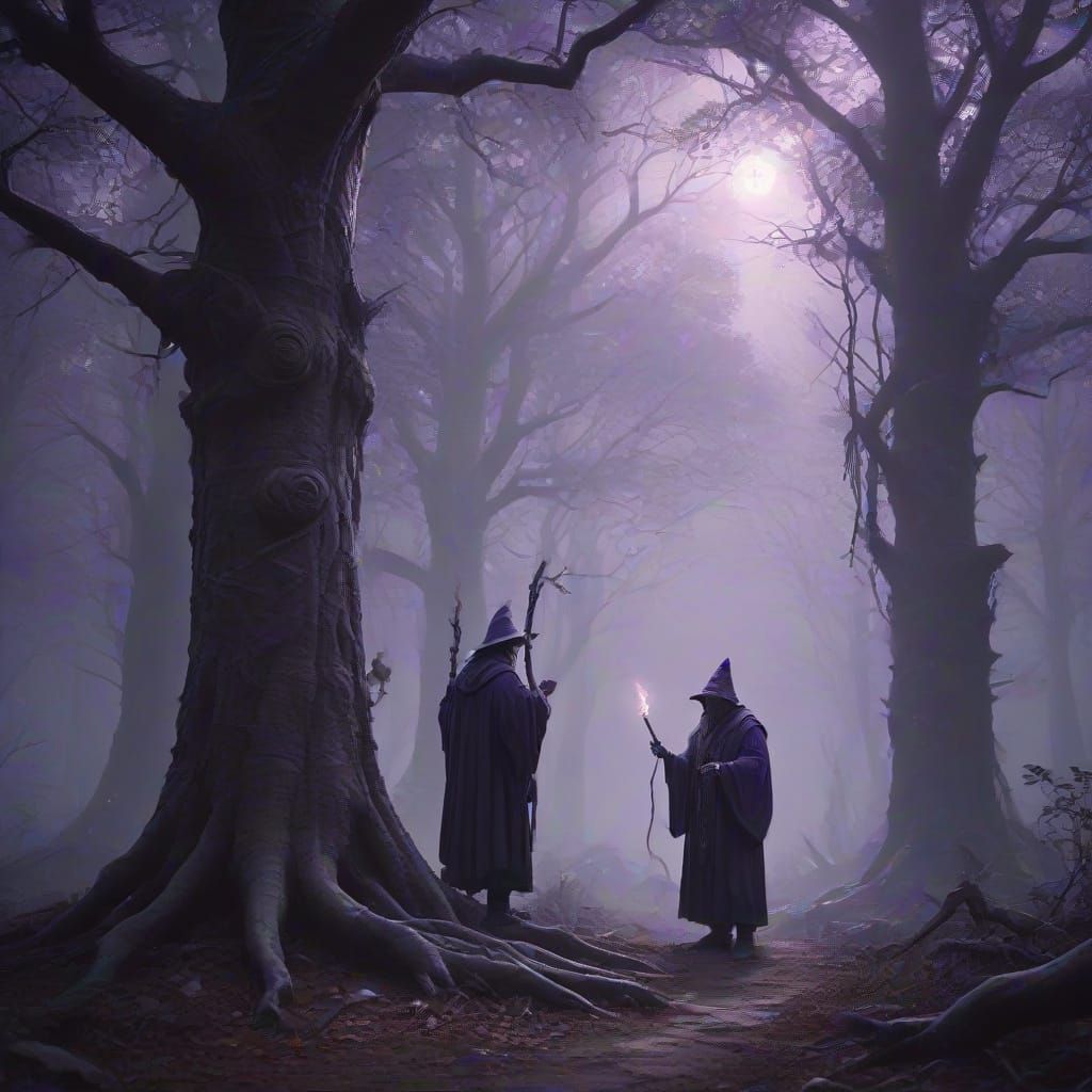 Mystical Wizard Casting Spell in Dark Fantasy Art