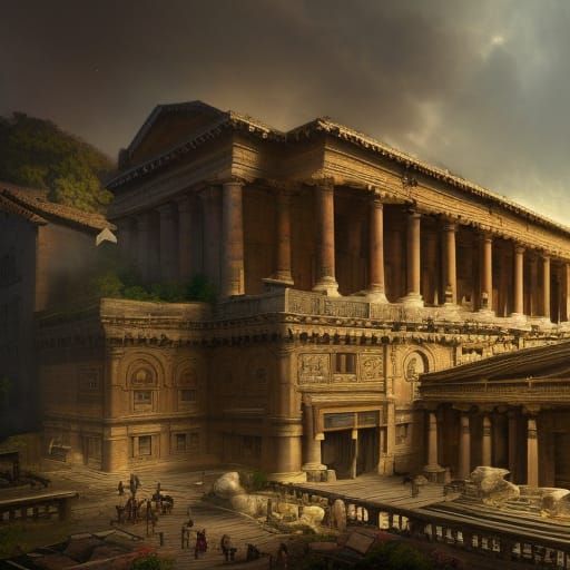 Detailed Matte Painting of an Old Roman Museum