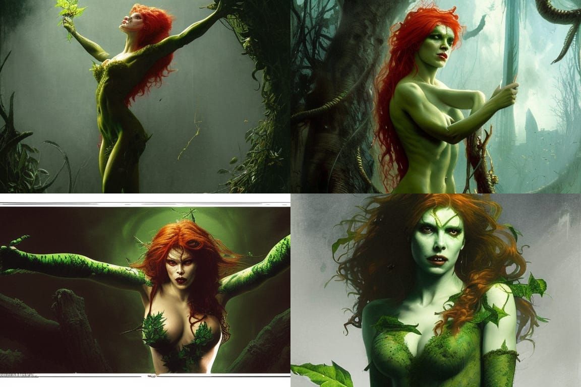 Poison Ivy Horror Illustration in Doré Style