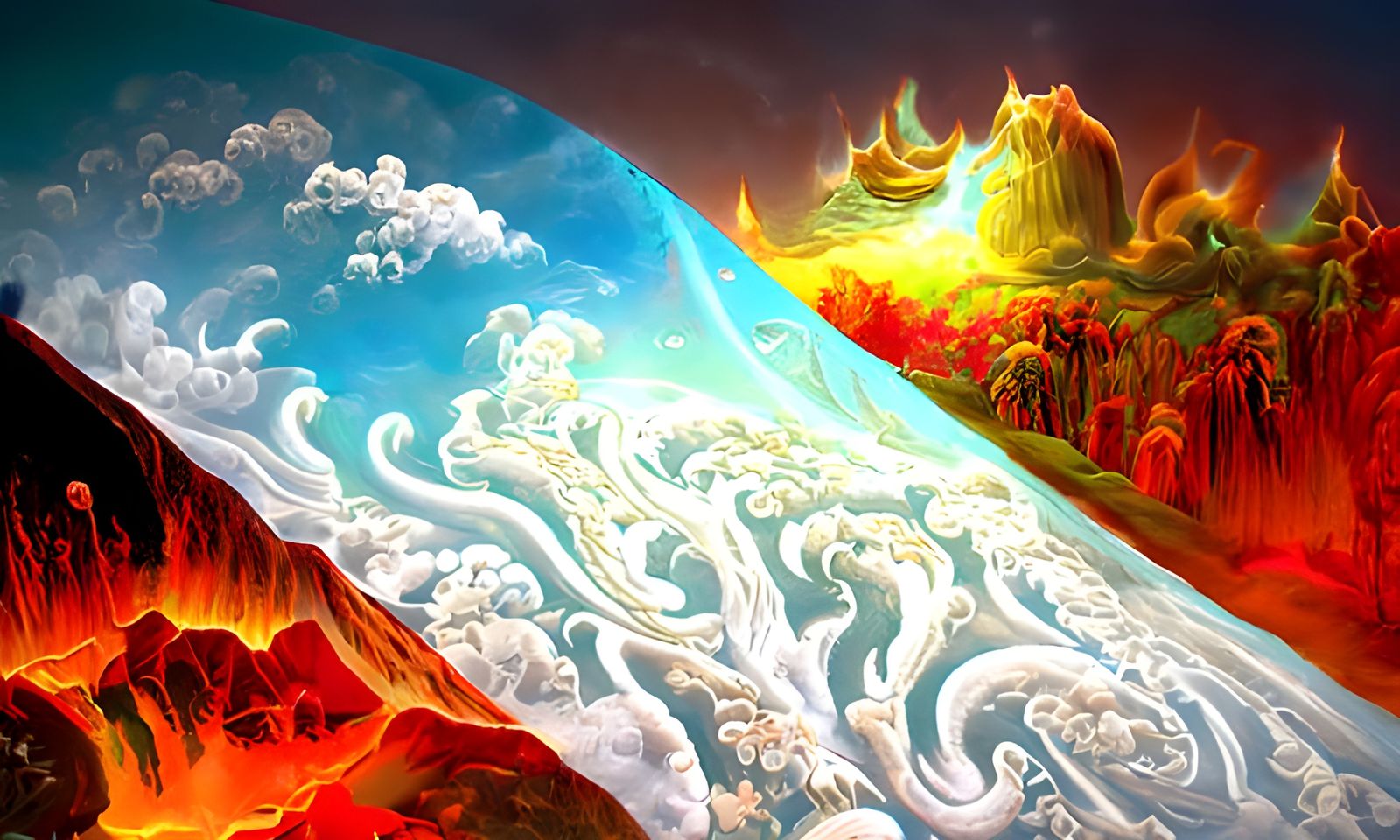 Fiery Hell and Glorious Heaven in Digital Art