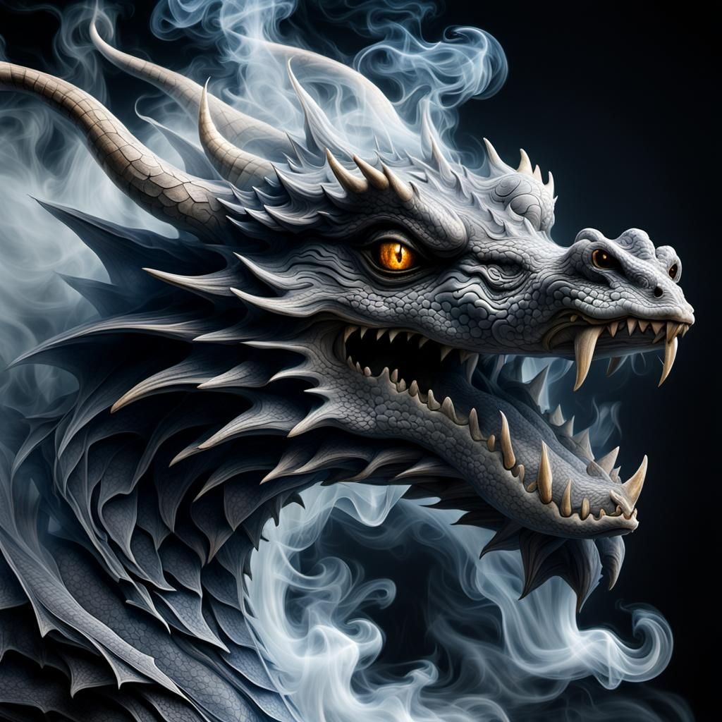 Dragon Made of Smoke in Hyperrealistic Style