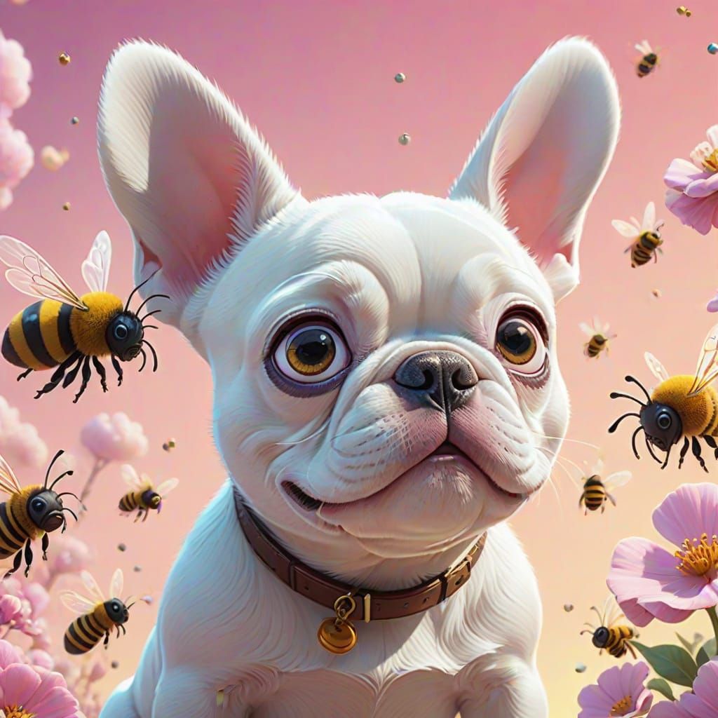 Pixar-Style French Bulldog in a Whimsical Honey Wonderland