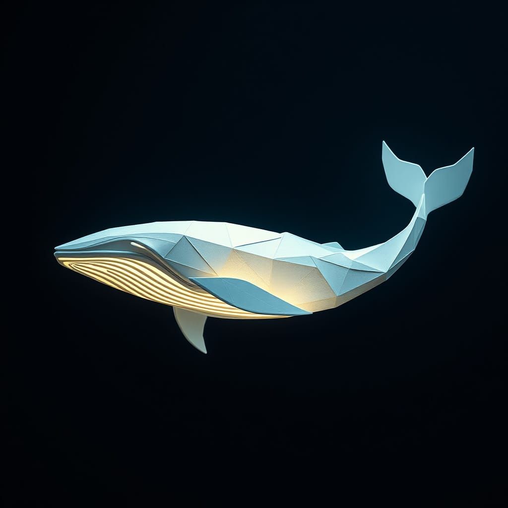 Ethereal Whale in Origami Hues